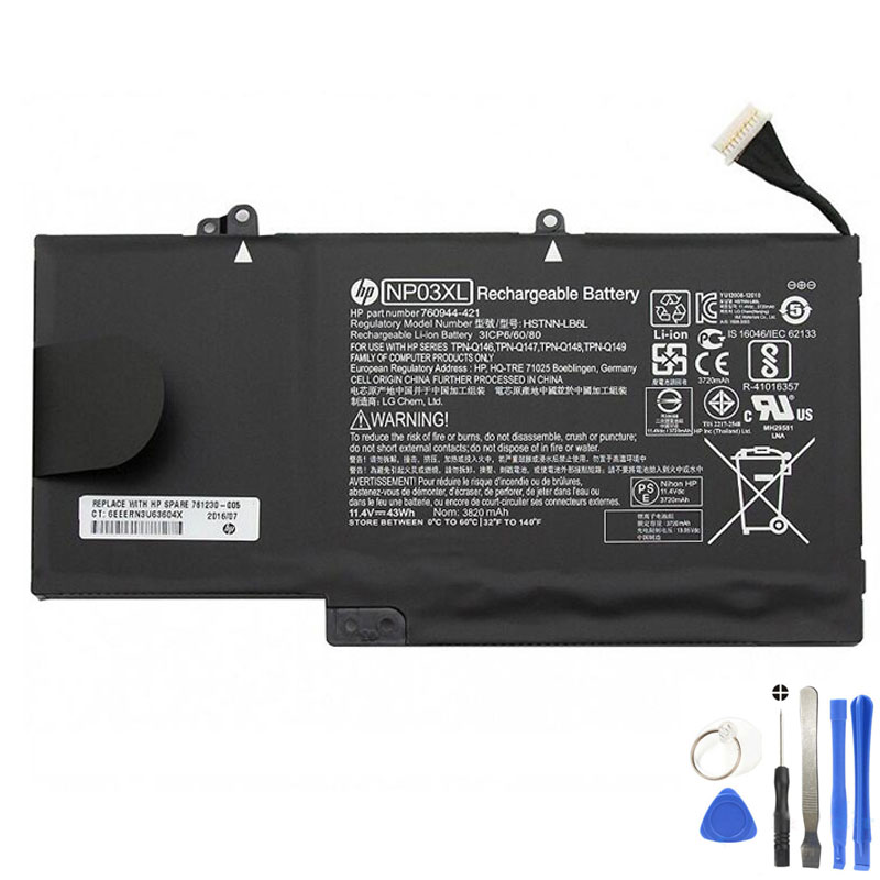 43Wh HP NP03XL Battery