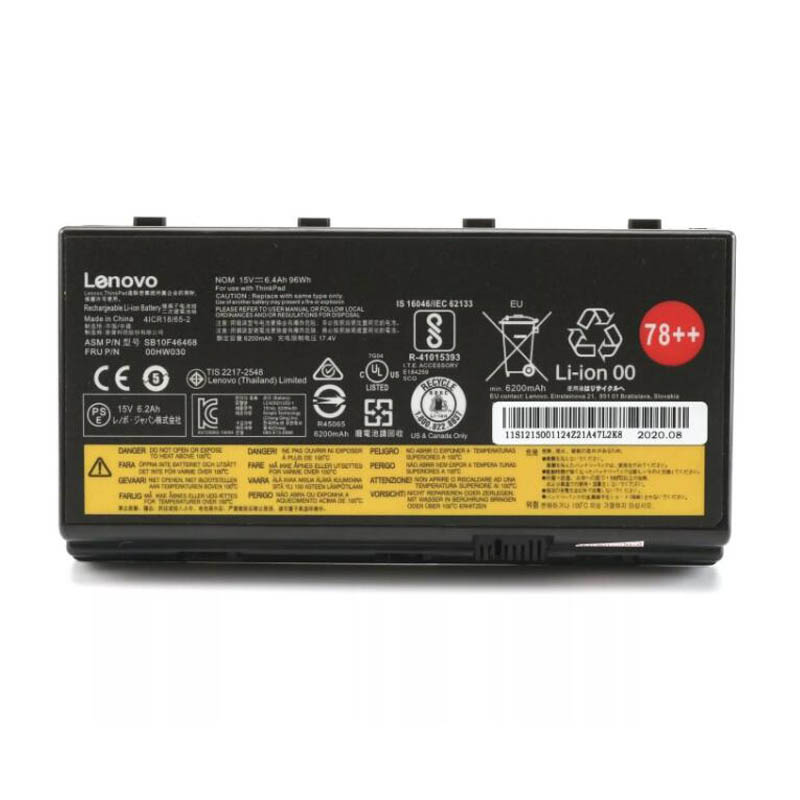 96Wh Lenovo 00HW030 78++ Battery