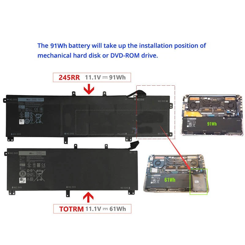 61Wh Dell T0TRM Battery - Image 3